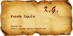 Kende Gyula névjegykártya